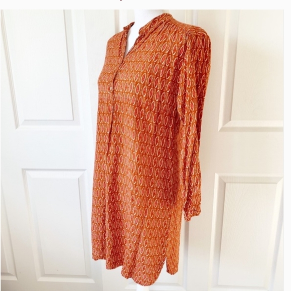 Rock Flower Paper Orange Indian Print Tunic Top - Picture 5 of 9
